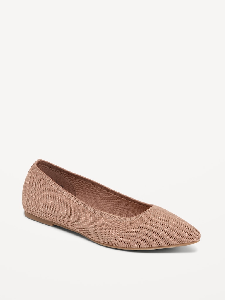 Soft-Knit Pointed-Toe Ballet Flats