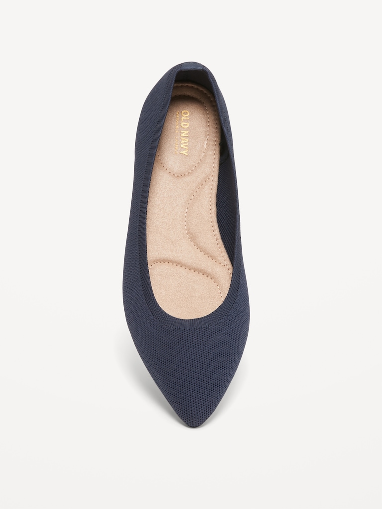 Soft-Knit Pointed-Toe Ballet Flats