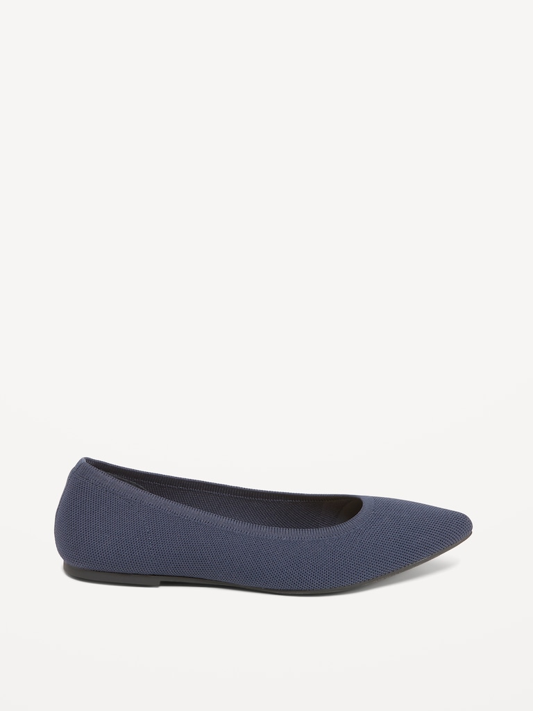 Soft-Knit Pointed-Toe Ballet Flats