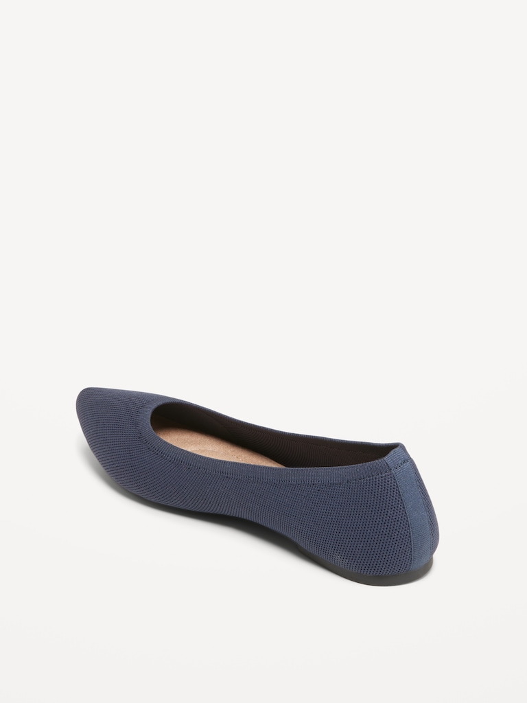Soft-Knit Pointed-Toe Ballet Flats