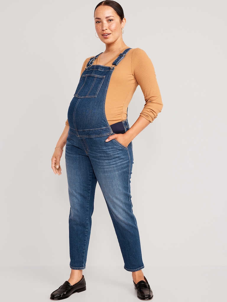 Maternity Side-Panel OG Straight Jean Overalls