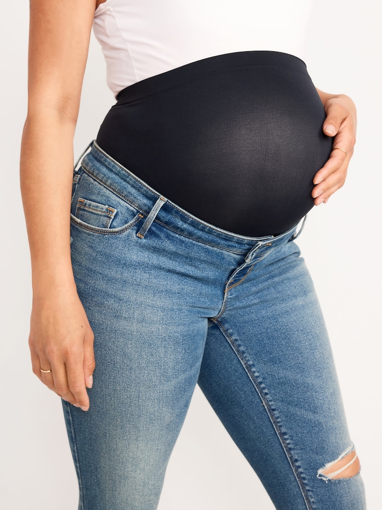 Maternity Premium Full Panel Rockstar Super Skinny Ripped Jeans