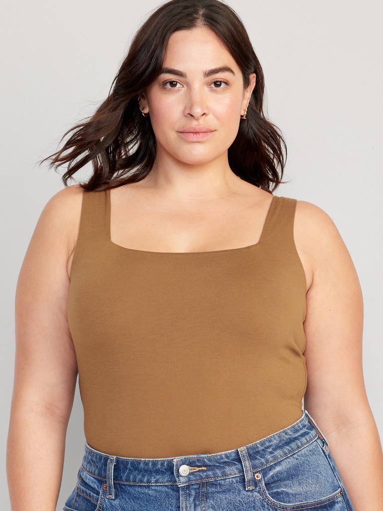 Square-Neck Tank Top Bodysuit