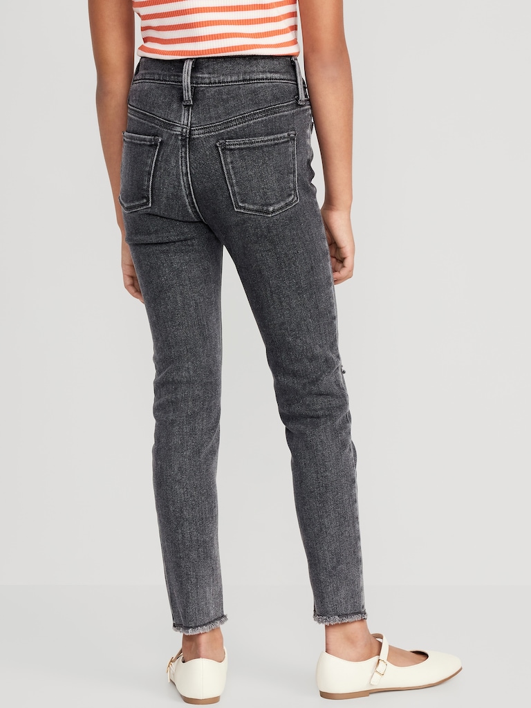 High-Waisted Rockstar 360° Stretch Ripped Jeggings for Girls