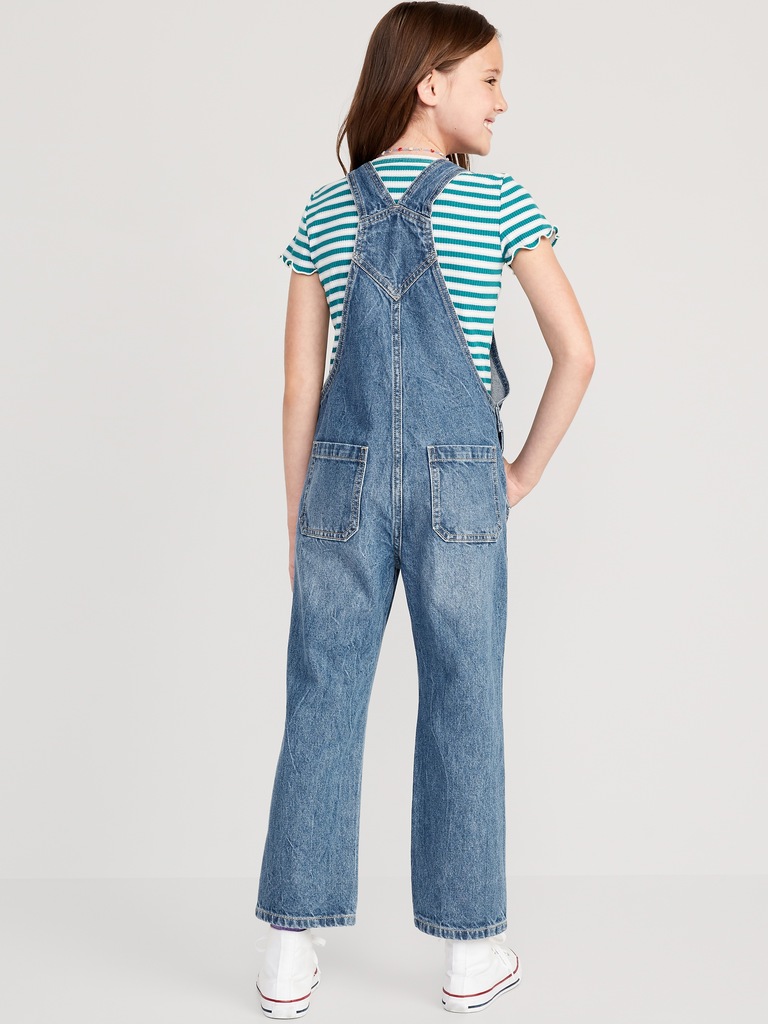 Salopette coupe droite détendue en denim pour Fille