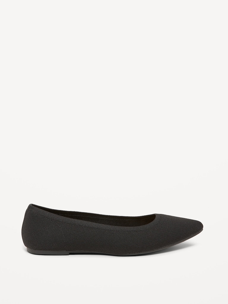 Soft-Knit Pointed-Toe Ballet Flats