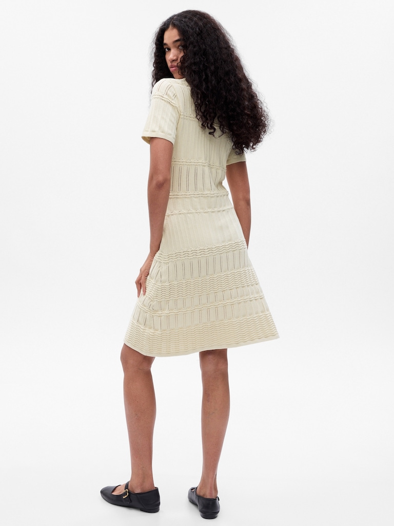 Pointelle Mini Sweater Dress