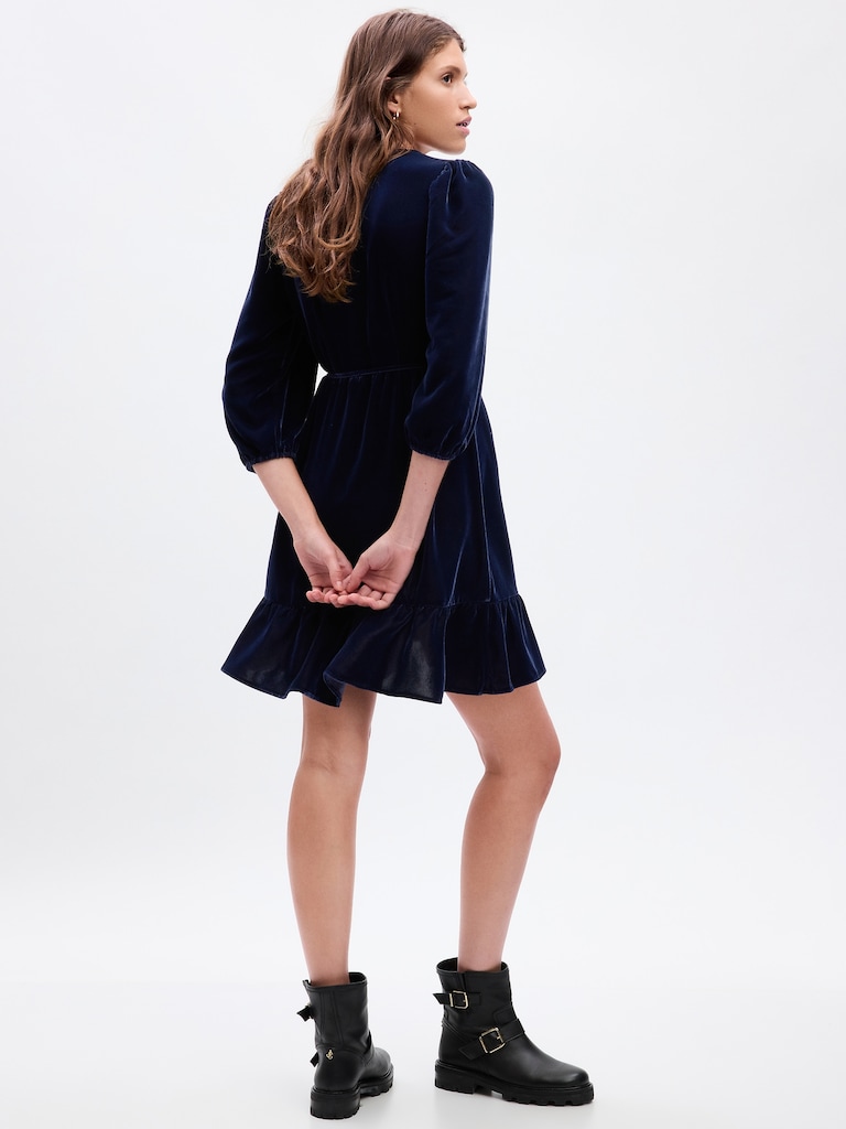 Velvet Wrap Mini Dress