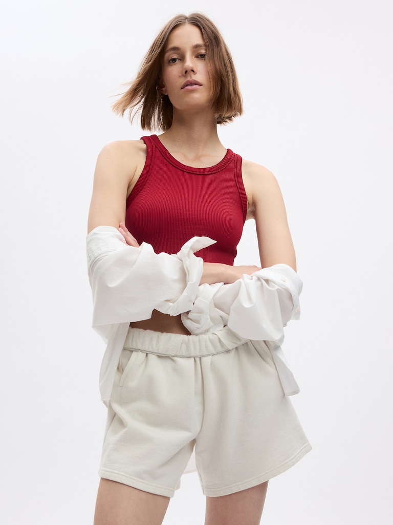 GapFit Seamless Rib Crop Halter Tank Top