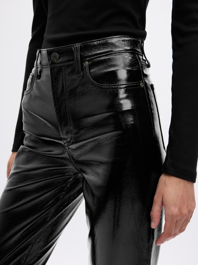 High Rise Vegan Patent Leather Vintage Slim Pants