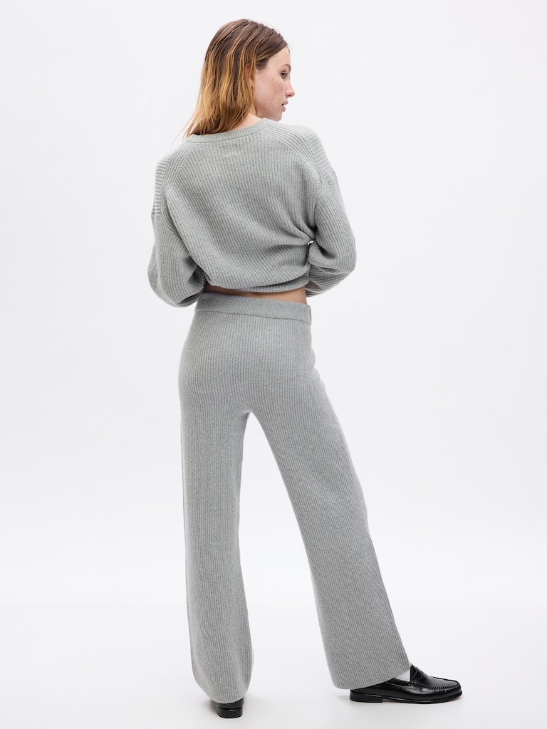 CashSoft Shaker-Stitch Sweater Pants