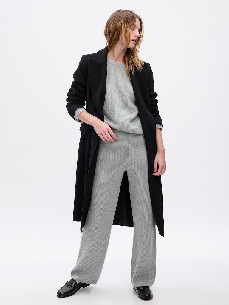 CashSoft Shaker-Stitch Sweater Pants