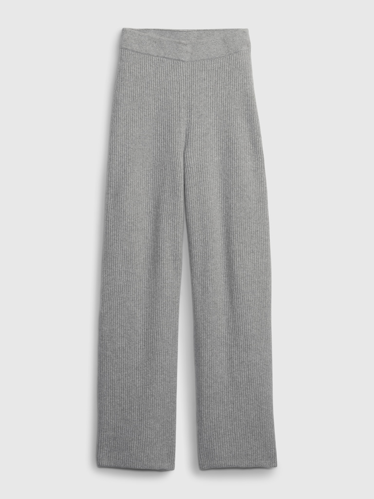 CashSoft Shaker-Stitch Sweater Pants
