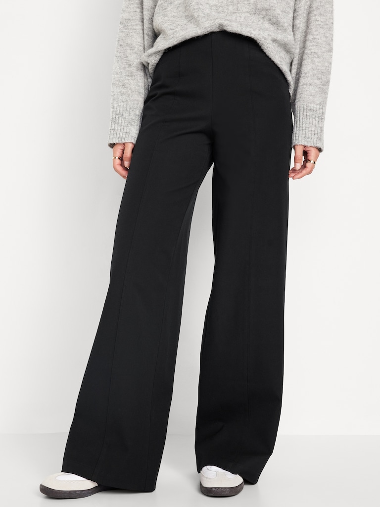 High-Waisted Pull-On Pixie Super Wide-Leg Pants