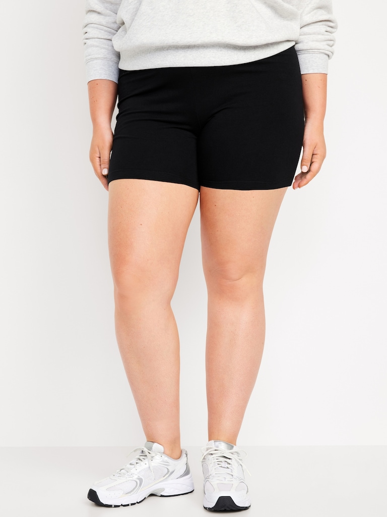 High Waisted Jersey Bike Shorts for Women -- 6-Inch Inseam