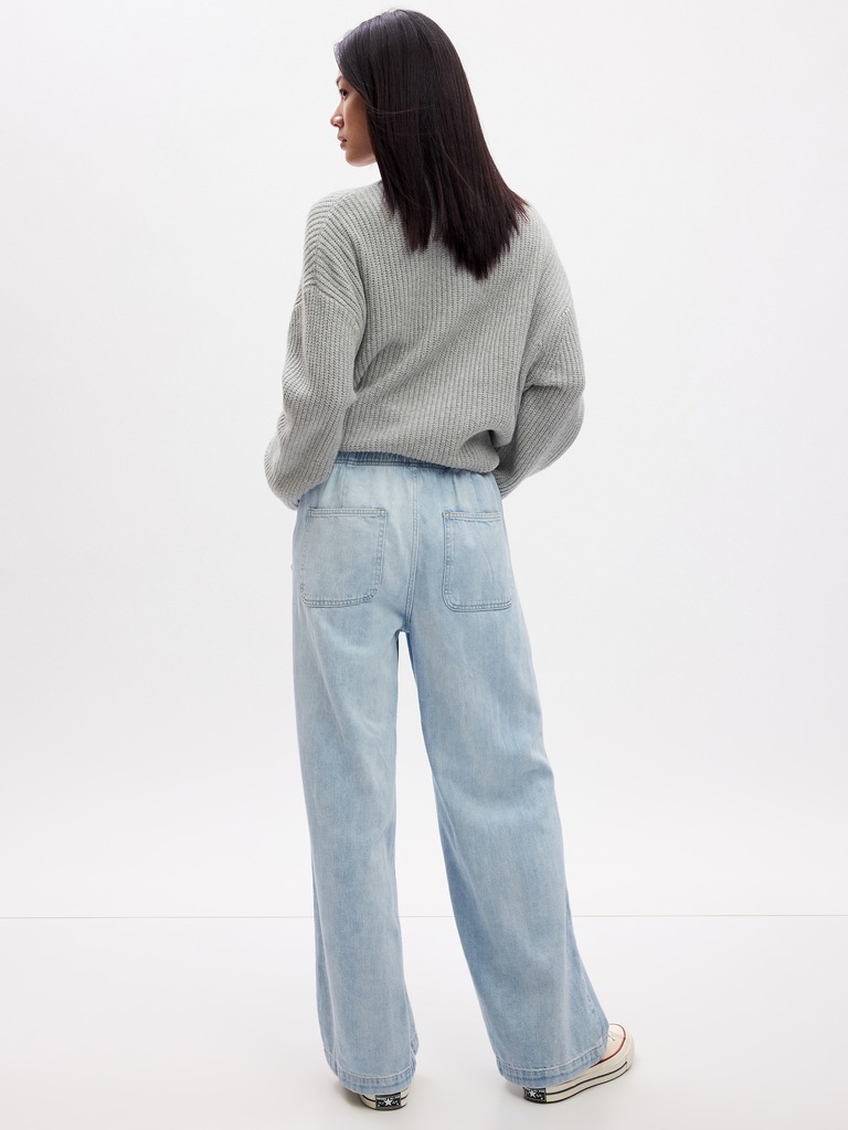 High Rise Wide-Leg Pull-On Jeans