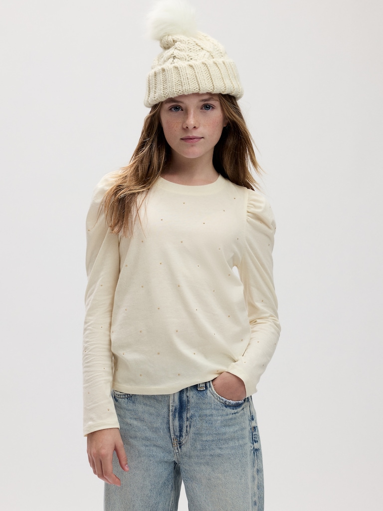 Kids Organic Cotton Puff Sleeve T-Shirt