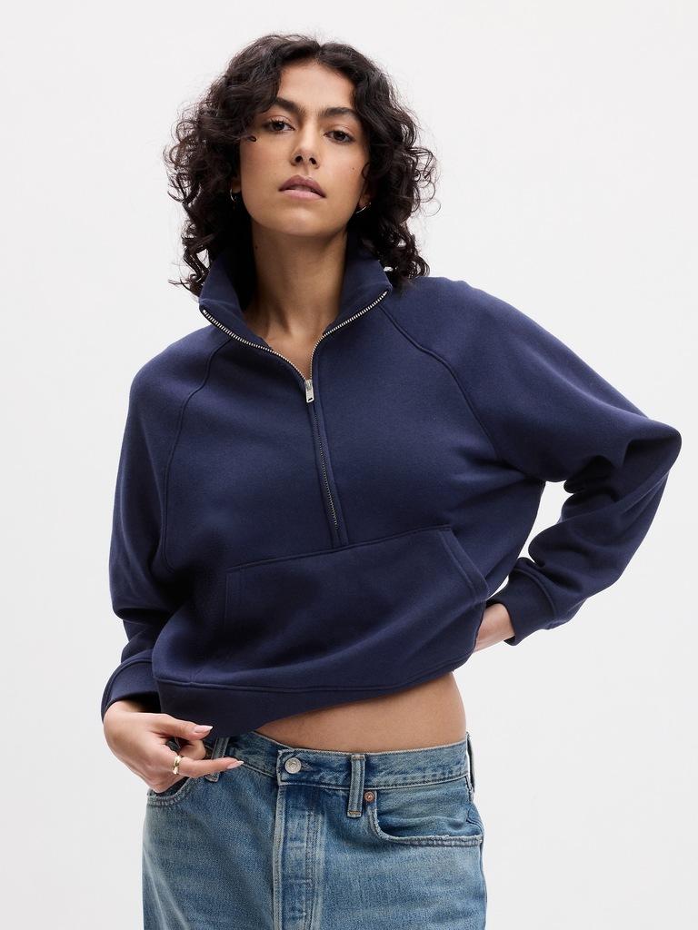 VintageSoft Cropped Half-Zip Pullover
