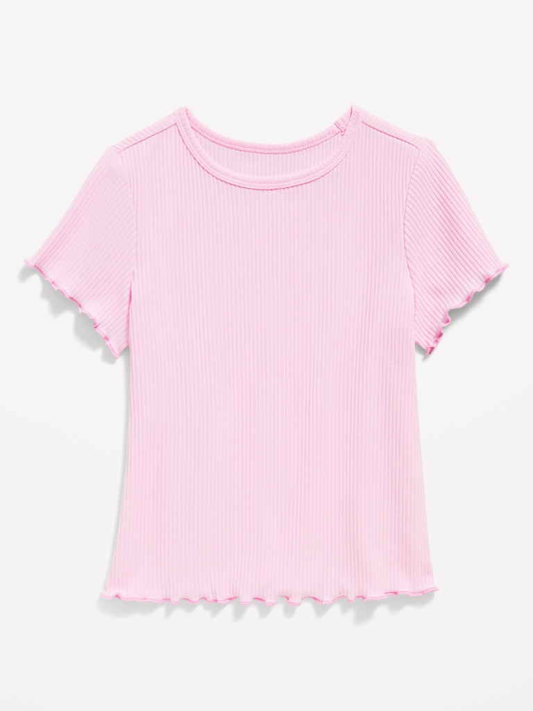 Short-Sleeve Lettuce-Edge T-Shirt for Toddler Girls