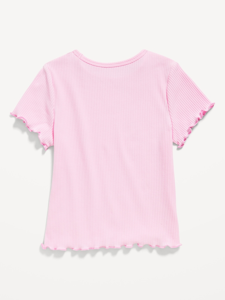 Short-Sleeve Lettuce-Edge T-Shirt for Toddler Girls