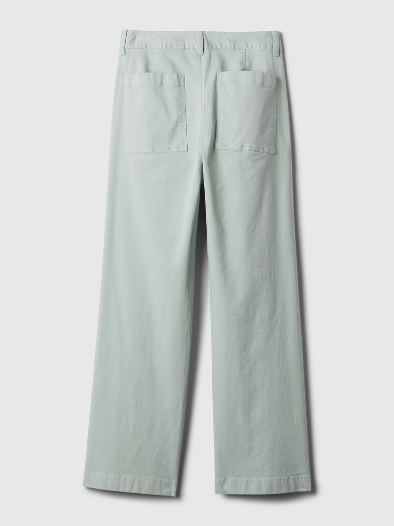 High Stride Wide-Leg Ankle Khakis