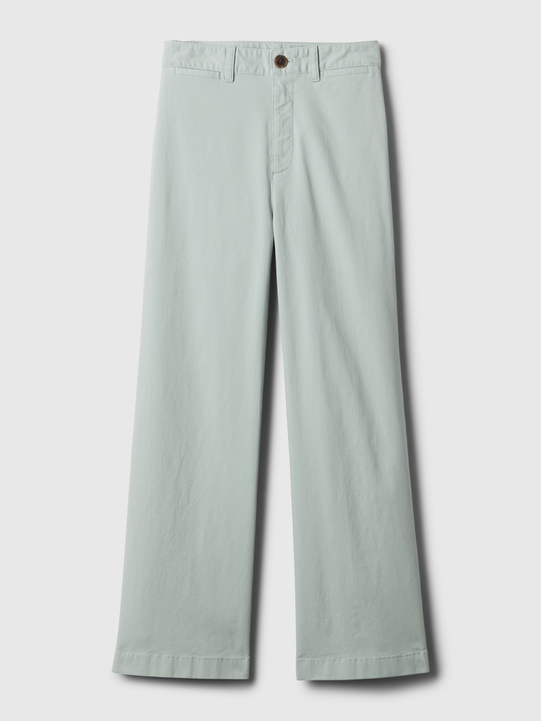 High Stride Wide-Leg Ankle Khakis