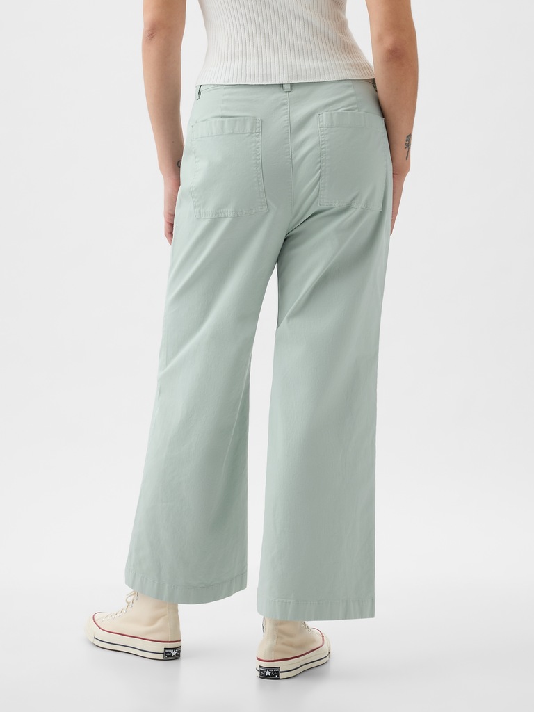 High Stride Wide-Leg Ankle Khakis