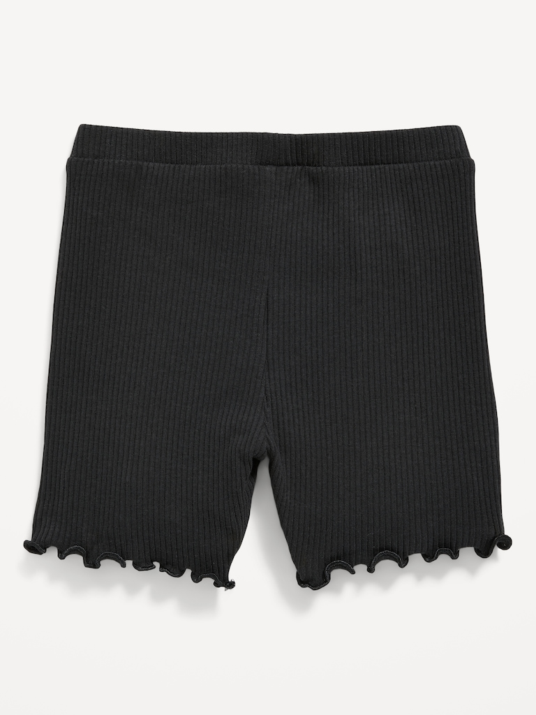 Rib-Knit Lettuce-Edge Biker Shorts for Toddler Girls