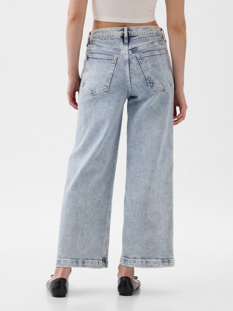 High Rise Stride Wide-Leg Ankle Jeans