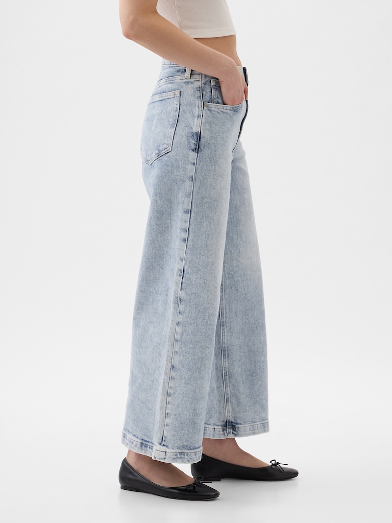 High Rise Stride Wide-Leg Ankle Jeans