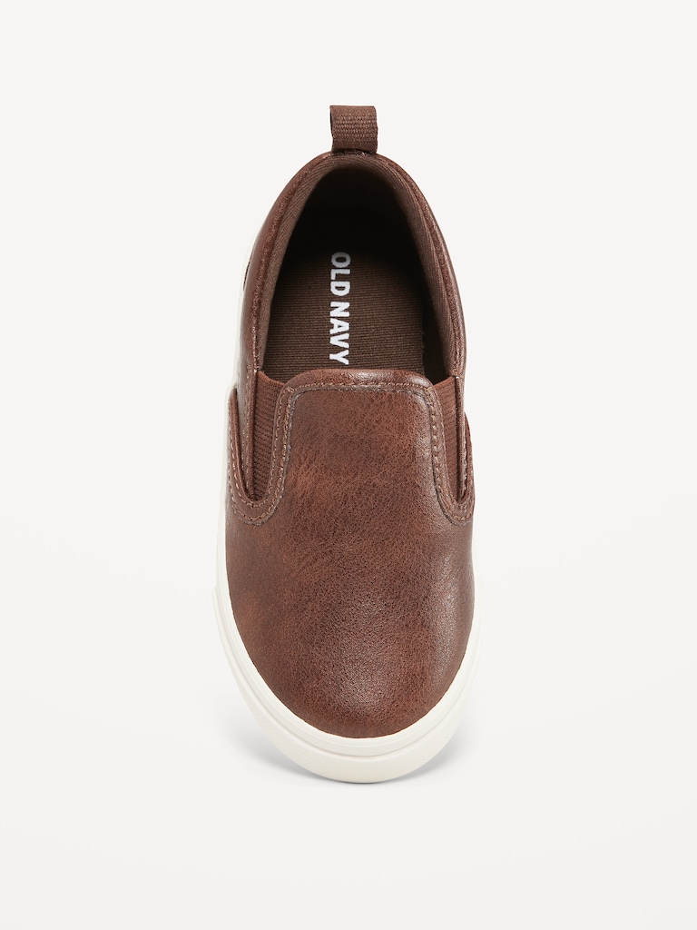 Faux-Leather Slip-On Sneakers for Toddler Boys