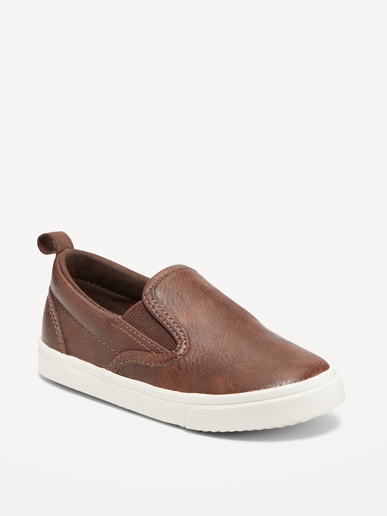 Faux-Leather Slip-On Sneakers for Toddler Boys