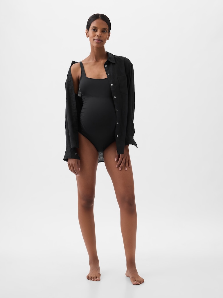 Maternity Square Neck One-Piece Swimsuit