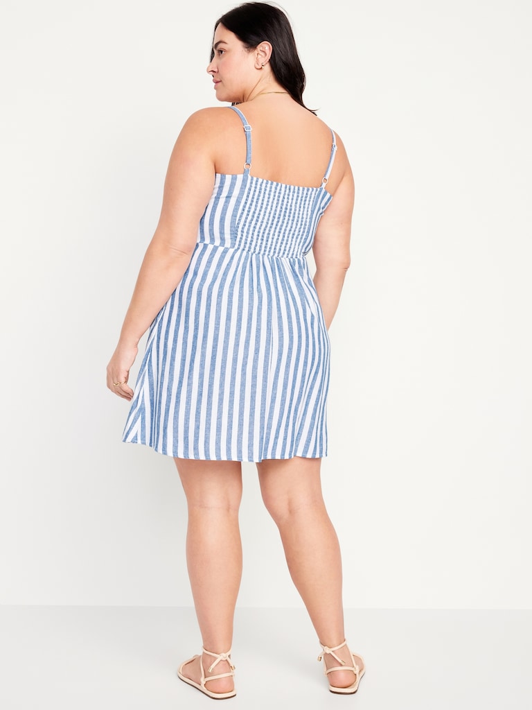 Fit & Flare Linen-Blend Mini Dress