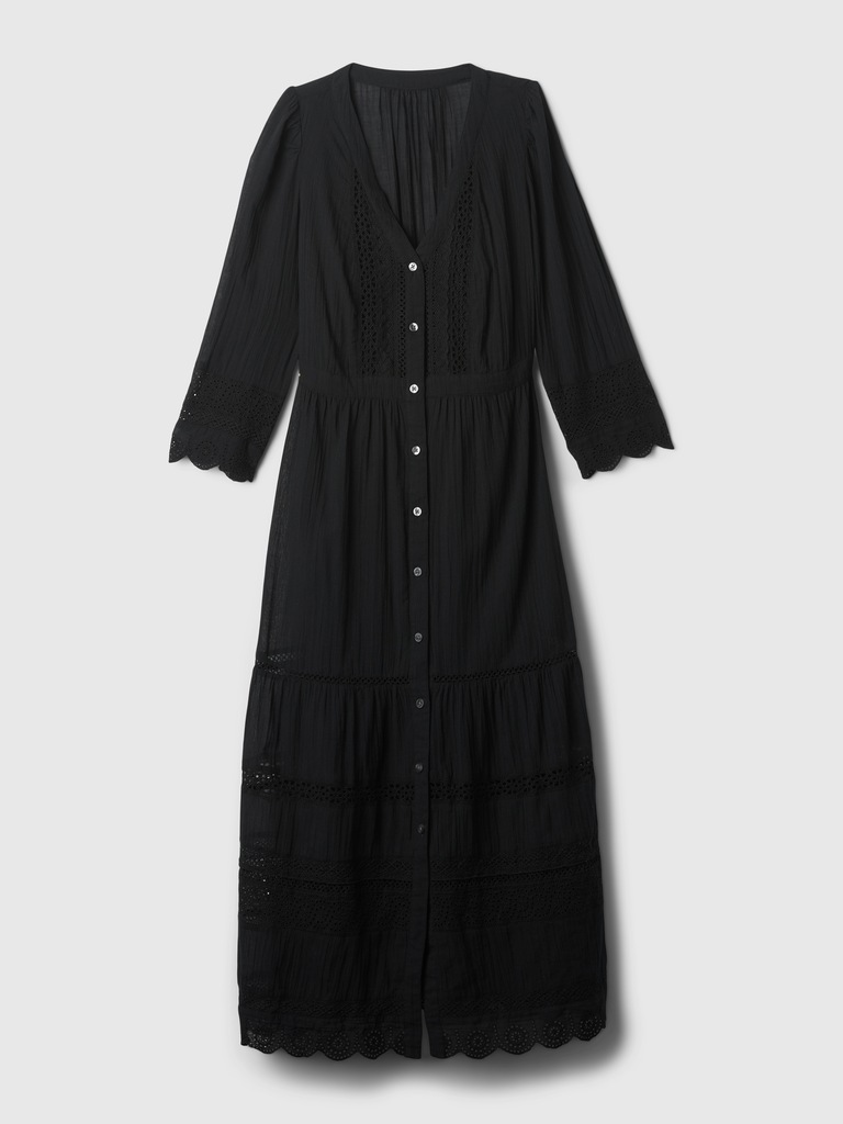 Textured Crinkle Lace Midi Dress