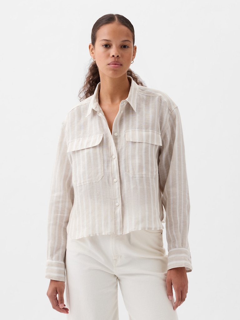 100% Linen Cropped Shirt