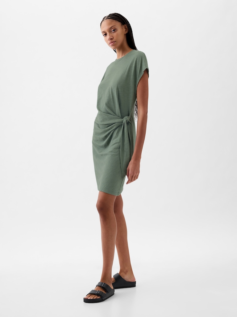 Tie-Knot Mini T-Shirt Dress