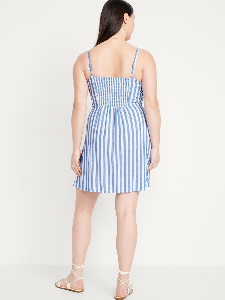 Fit & Flare Linen-Blend Mini Dress