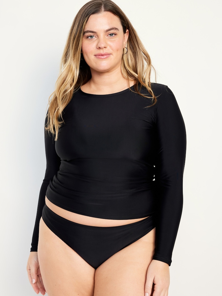Long-Sleeve Matte Rashguard Swim Top