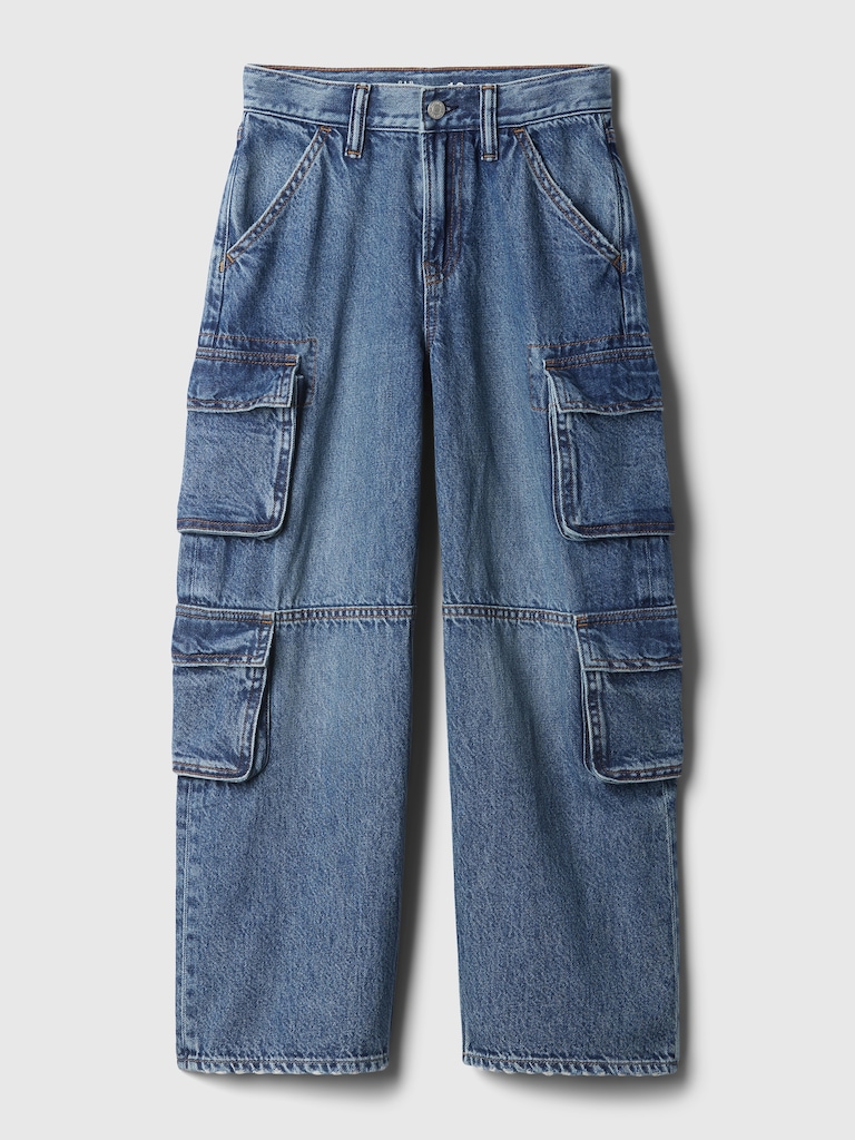 Kids Double Cargo Baggy Jeans
