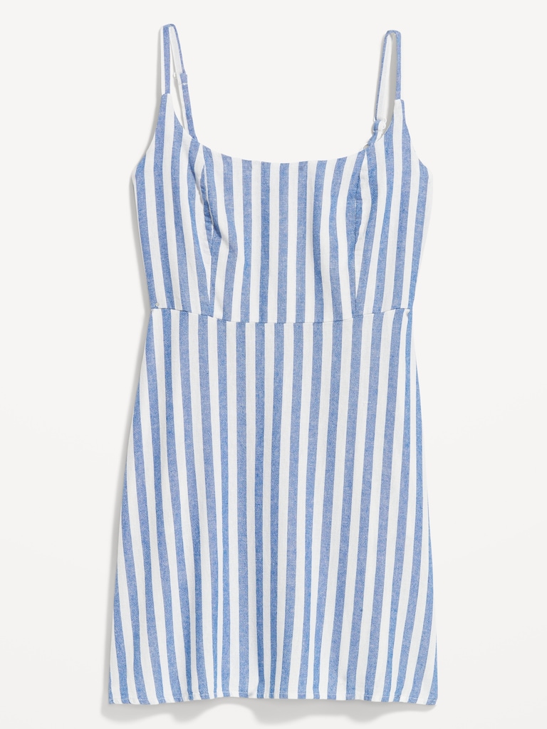 Fit & Flare Linen-Blend Mini Dress