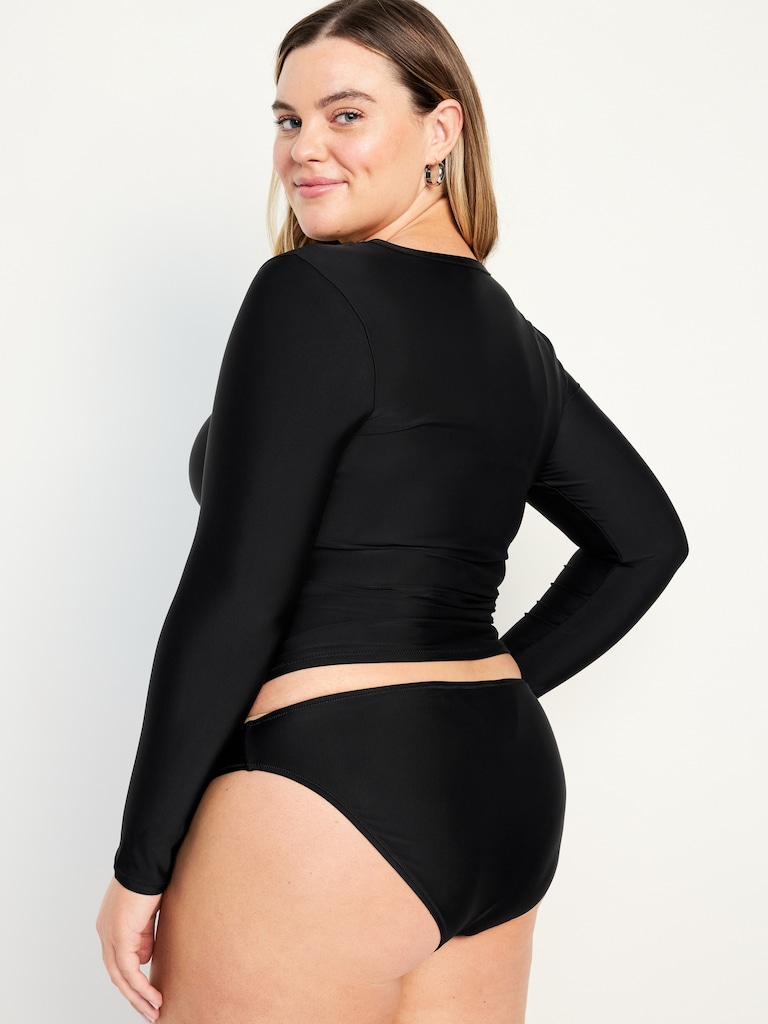 Long-Sleeve Matte Rashguard Swim Top