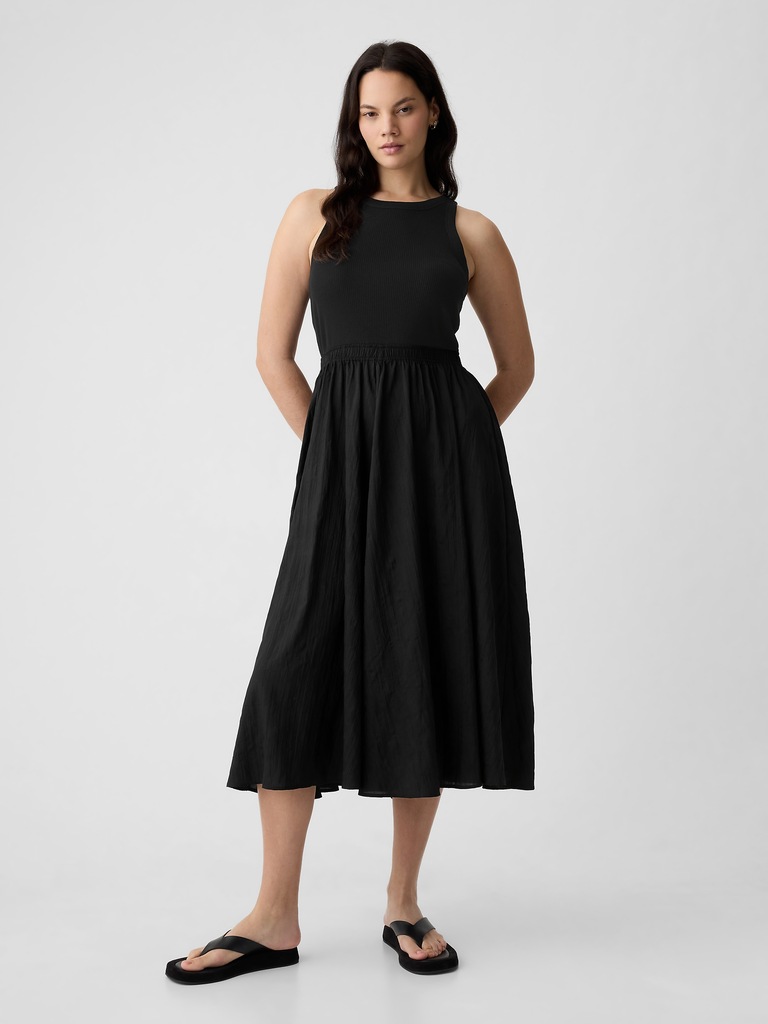 Textured Crinkle Midi Dress