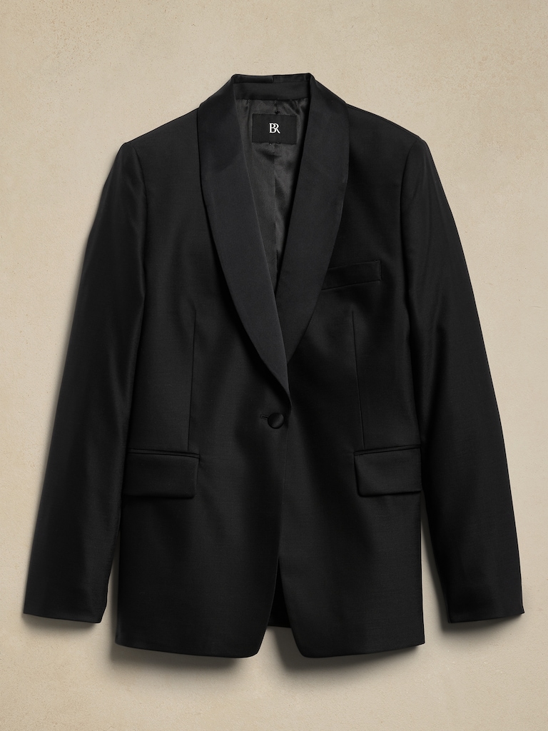 Barathea Relaxed Italian Wool Tuxedo Jacket