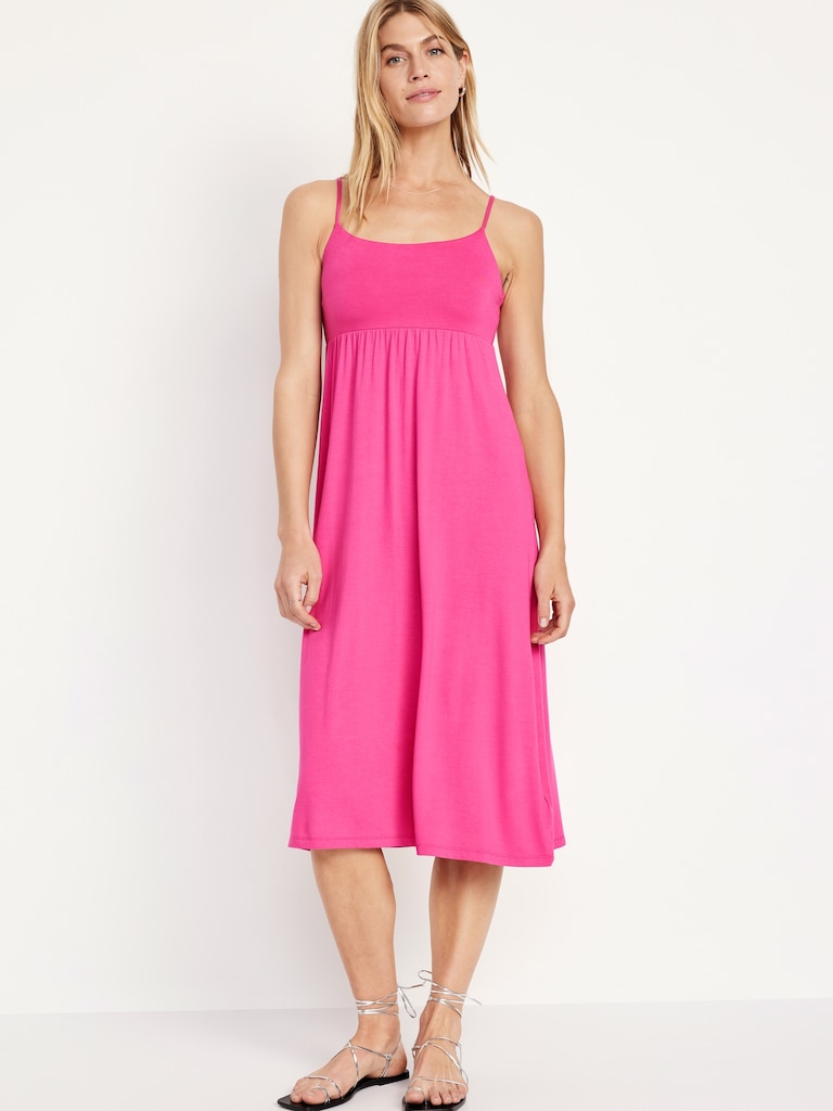 Robe-camisole mi-longue ajustée et évasée pour Femme