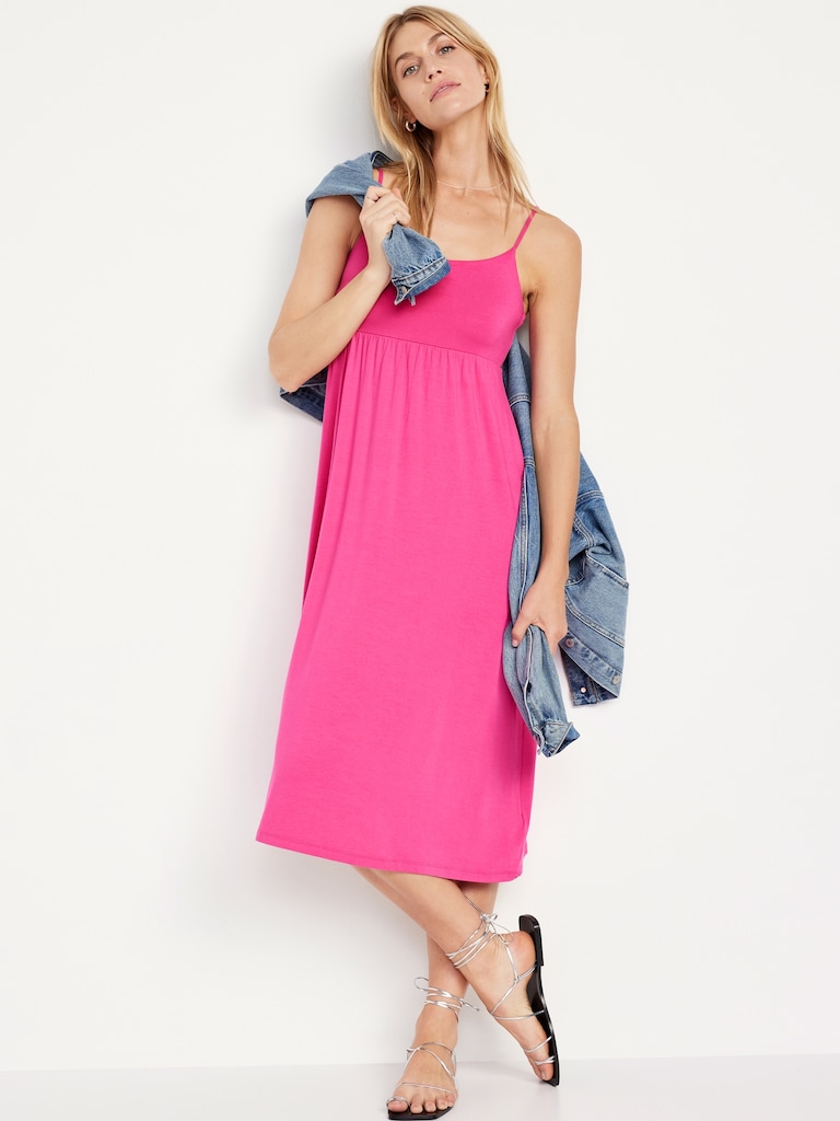 Robe-camisole mi-longue ajustée et évasée pour Femme