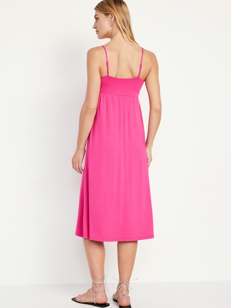 Robe-camisole mi-longue ajustée et évasée pour Femme