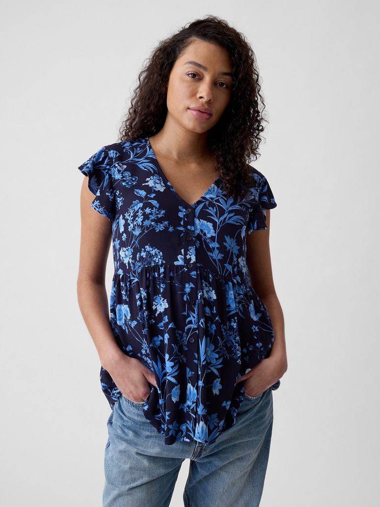 Maternity Flutter-Sleeve Shirt