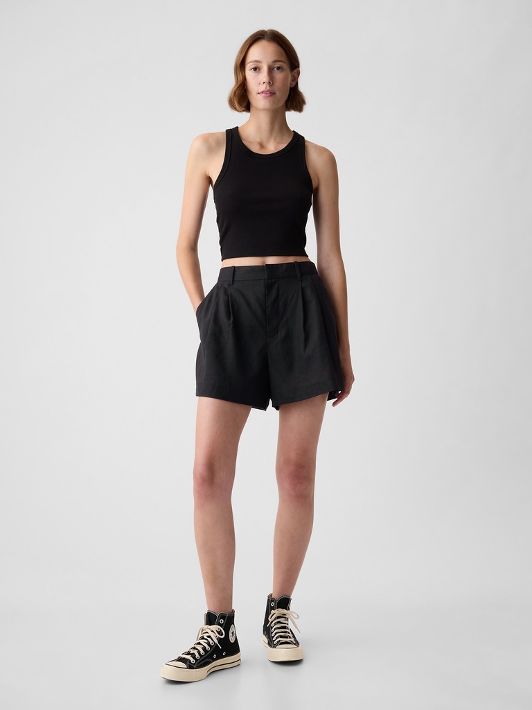 365 High Rise Linen-Blend Shorts