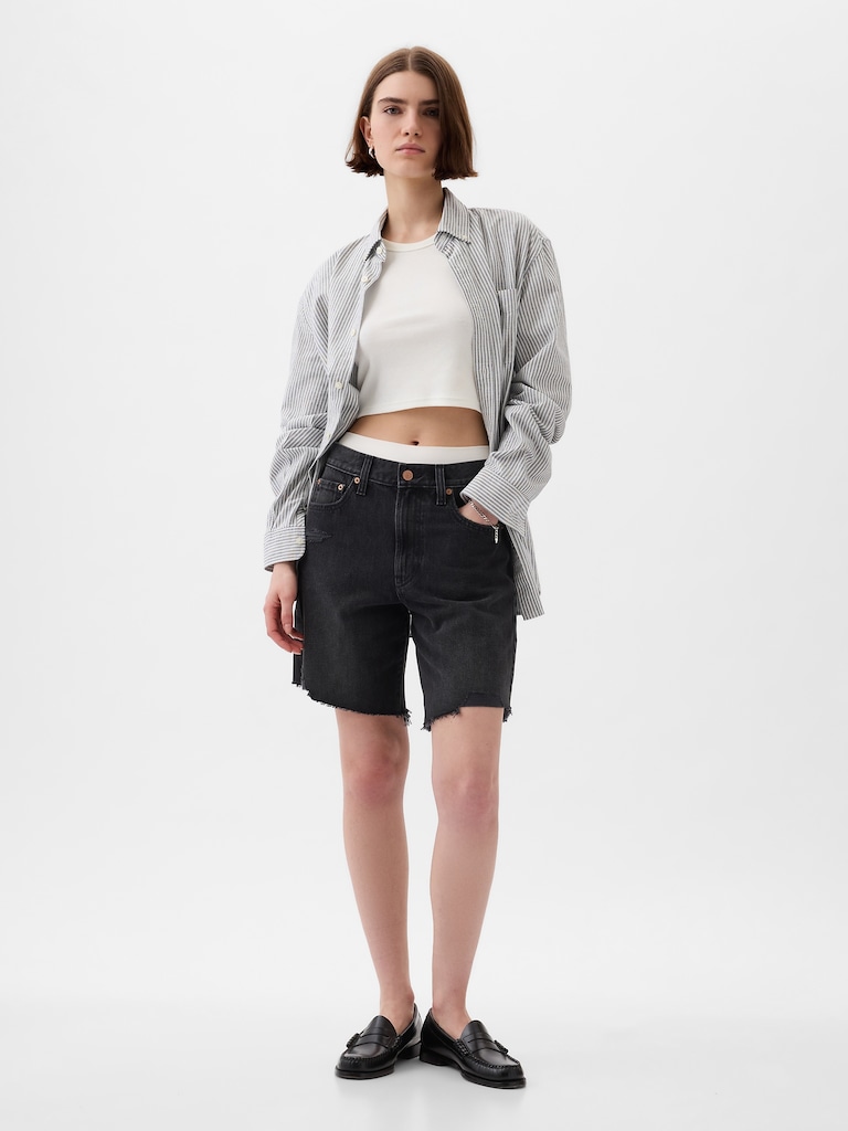 8" Mid Rise '90s Loose Denim Bermuda Shorts
